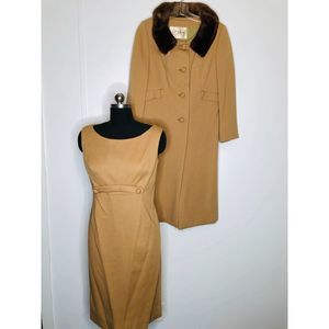 Vintage Coat Dress Set Chinchilla Collar 1960s